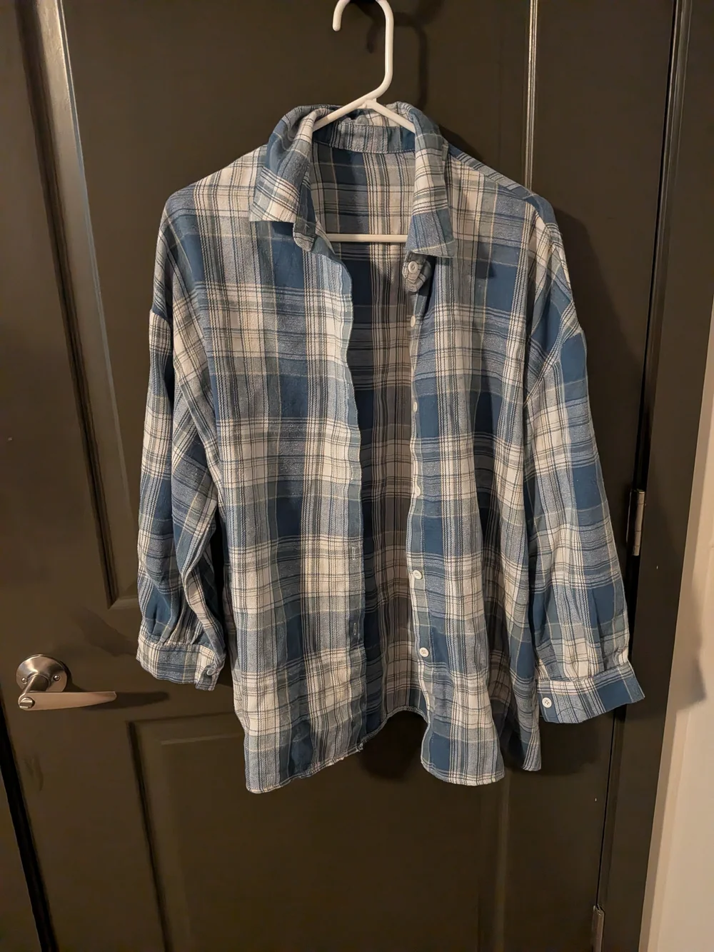 Blue Plaid Button-Up Shirt